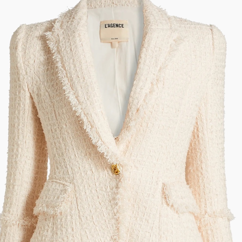 L’Agence Kaisley Tweed Single Breasted Blazer